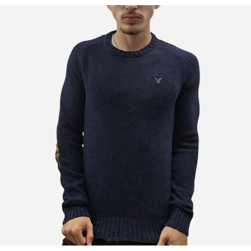 American Eagle Outfitters Sweater Large Elbow Patch Athletic Fit Mens Pullover